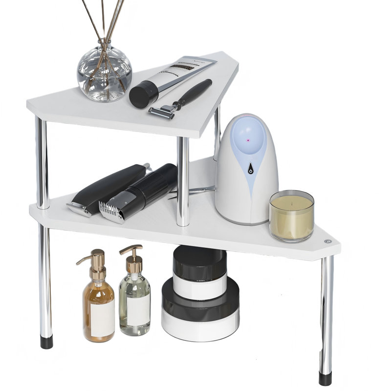 Support de salle de bain pour coin de salle de bain, étagère à épices pour le comptoir de cuisine (blanc)