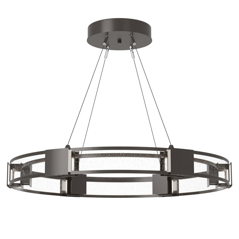 Aura Glass Ring Chandelier, Oil Rubbed Bronze, Seeded Clear Glass