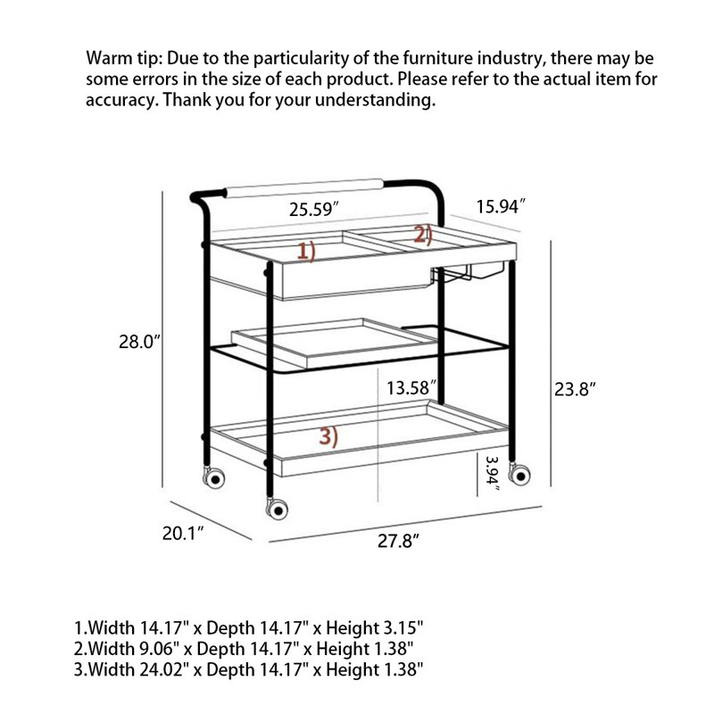 Multi Function Wood Stainless Steel Mobile Side Storage Cart, Medium Wood