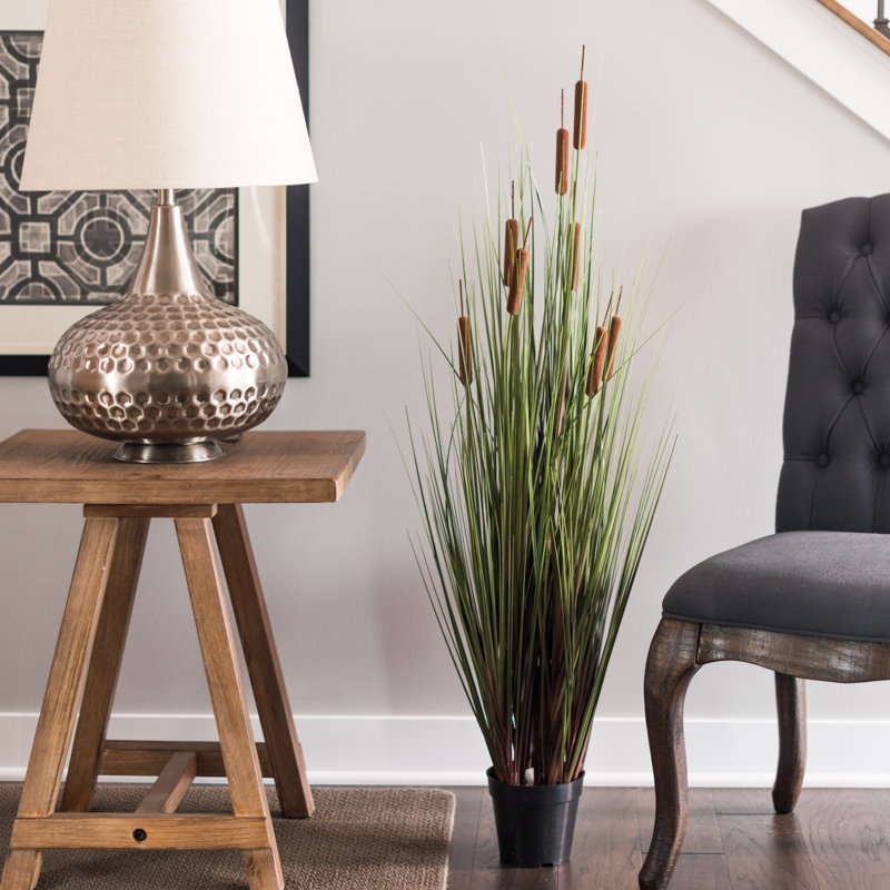 Artificial Straight Grass and Cattails, 24" H x 12" W x 12" D