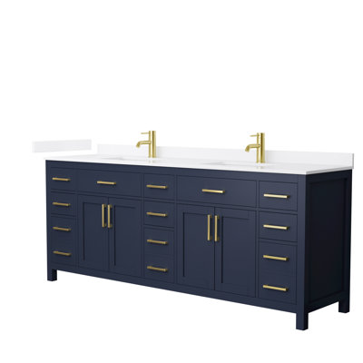 Beckett 84" Freestanding Double Bathroom Vanity with Quartz Top