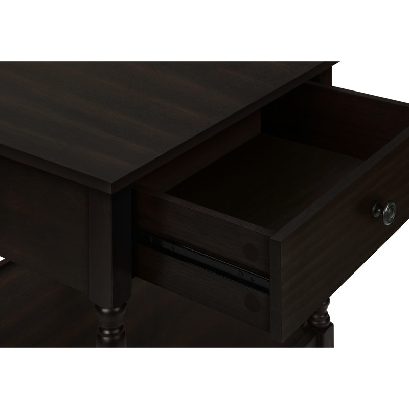 Table de salon traditionnelle avec placage brun et grande table de chevet 2 niveaux