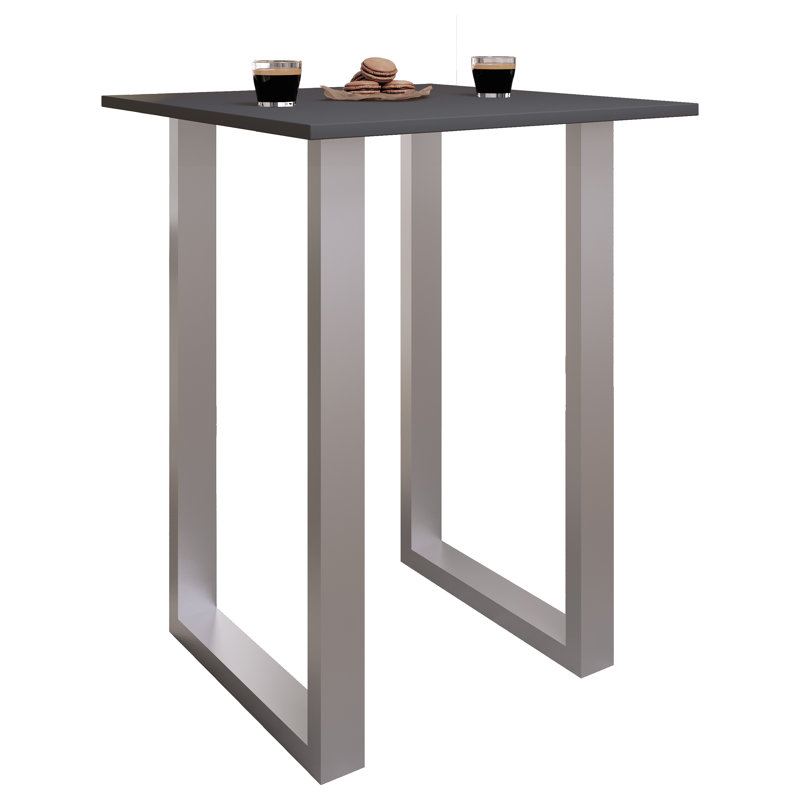 Xona Bar Table, Black, Matt brushed nickel, 102cm H x 80cm W x 50cm D