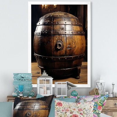 Tonneau de vin en bois brun - art mural vin