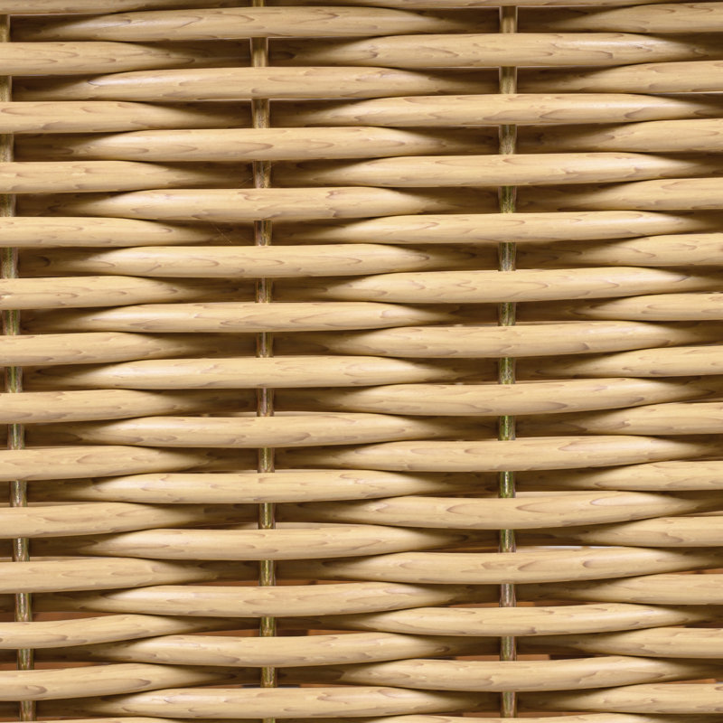 Ensemble de 2 fauteuils club d'extérieur, structure en bois d'acacia avec accoudoirs en osier et coussins beiges, capacité de 400 lb