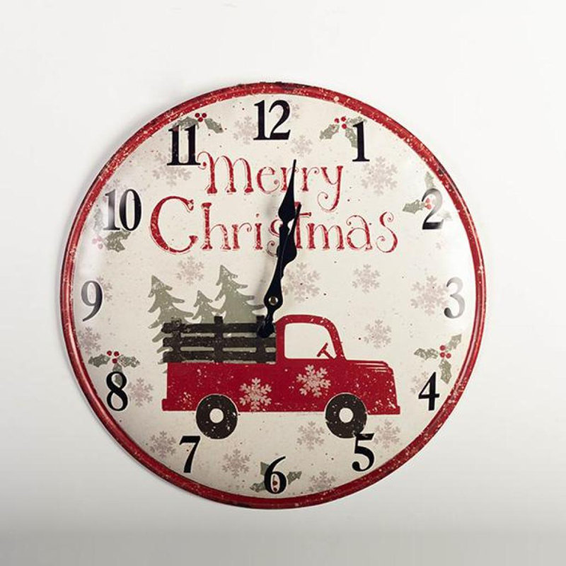 Horloge murale en métal, Joyeux Noël