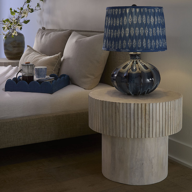 Notch Solid Wood End Table, White Bleach