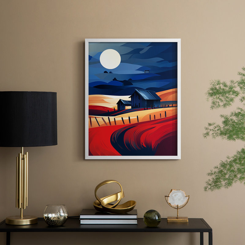 Paysages série Cxxvi - impression encadrée de qualité supérieure - prête à être accrochée - aucun clou requis, Blanc