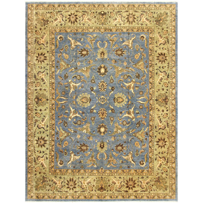Tapis unique bleu / brun clair de 11 pi 9 po x 15 pi 6 po Kellyanna par Arshs Fine Rugs