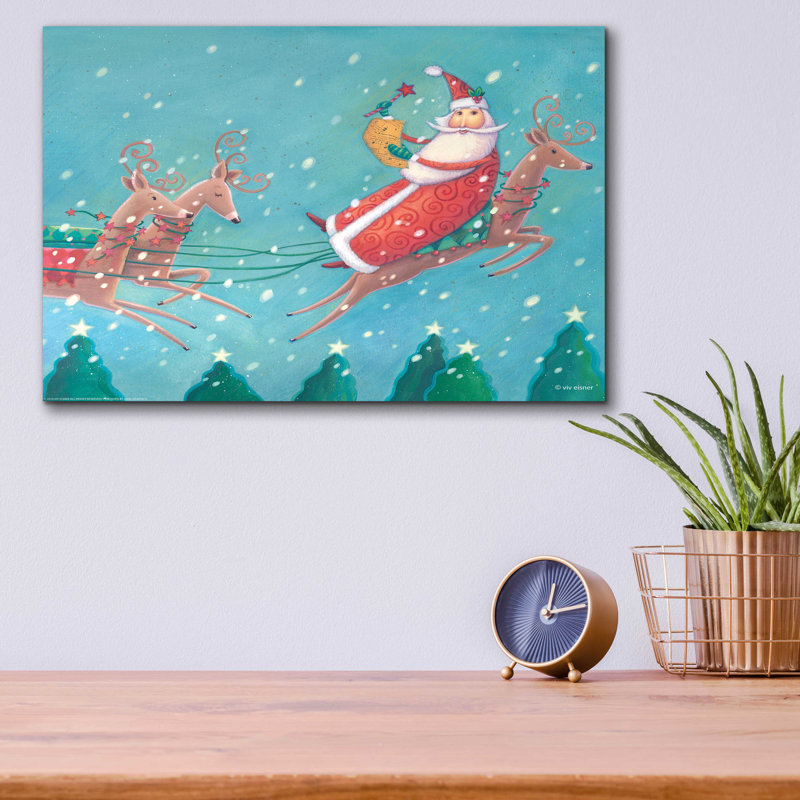 «Teal Santa» par Viv Eisner, H 12 po x l 16 po x P 0,13 po