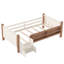 Lit simple en bois massif pour enfant avec bibliothèques de rangement, escaliers et garde-corps, aucun sommier nécessaire, beige-872644743-872644741