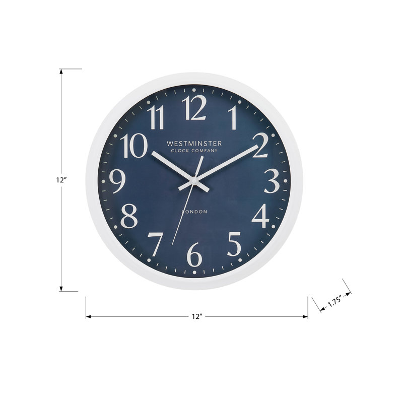 Clocks, 12" Round, Wall Clock, Blue Face, White Frame, Modern, Contemporary, Blue