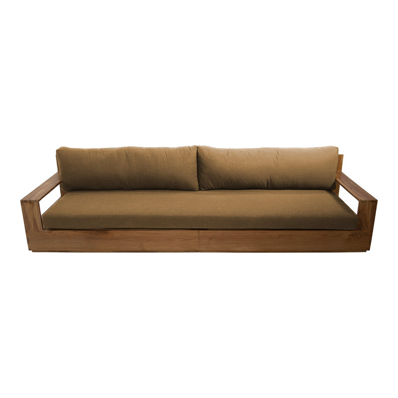Germelino Outdoor 3 - Seat Teak Patio Sofa with Sunbrella Cushions, Cocoa