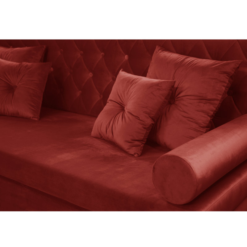 Glamour 3 Seater Sofa Bed, Red