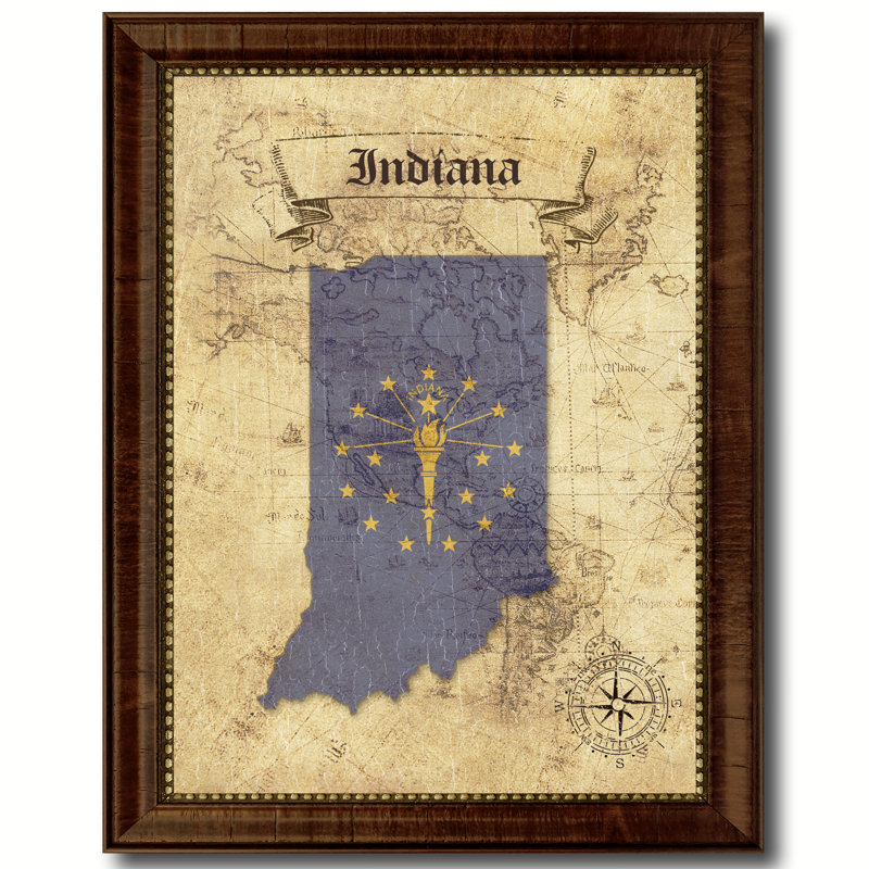 Carte rétro de l'État de l'Indiana, 21 x 27