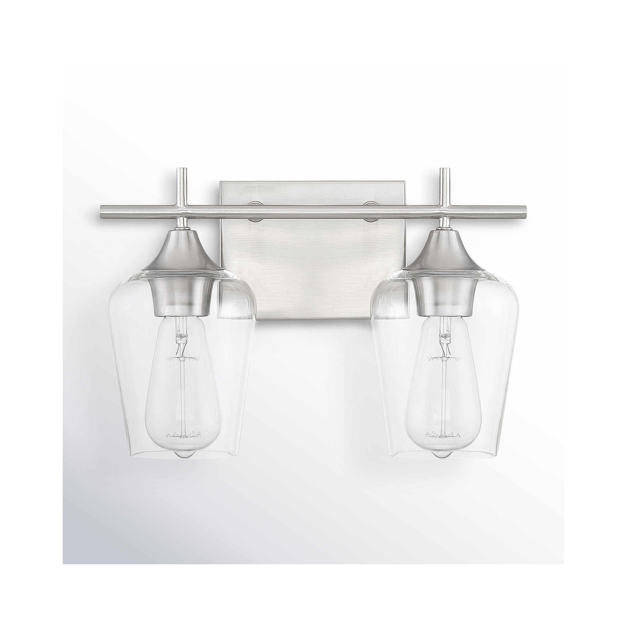 Breena 2 Light Transparent Dimmable Vanity Light, Satin Nickel