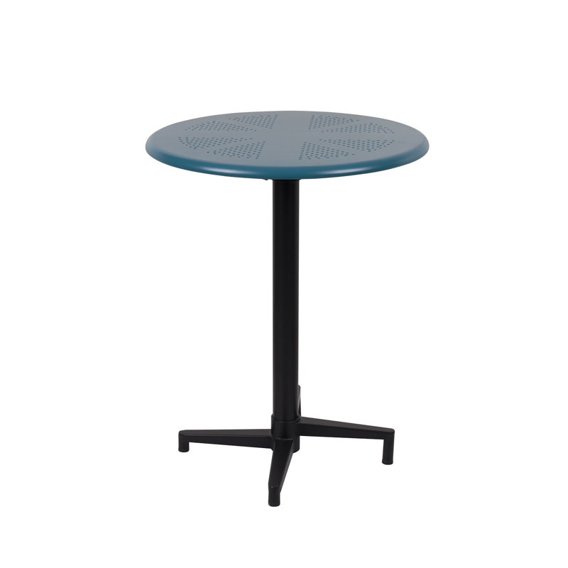 Round Metal Folding Outdoor Balcony Table , in. W in. D, 30" x 24" x 24" , Frosted Teal