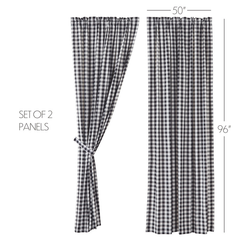 Paire de rideaux obscurcissant 100% coton Barryan, Noir champêtre