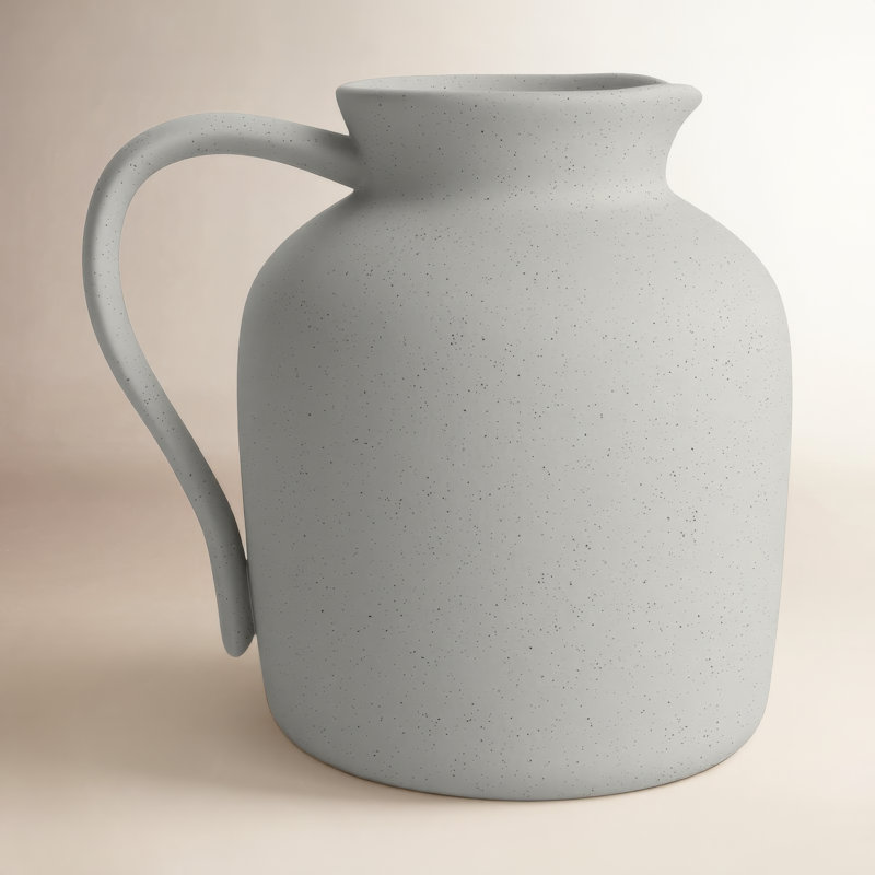  Vase pichet en céramique, H 8 po x l 6 po x P 5 po, Gris