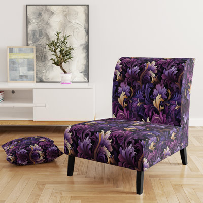 Deep Purple Royal Ragdolls - Upholstered Bohemian & Eclectic Accent Slipper Chair
