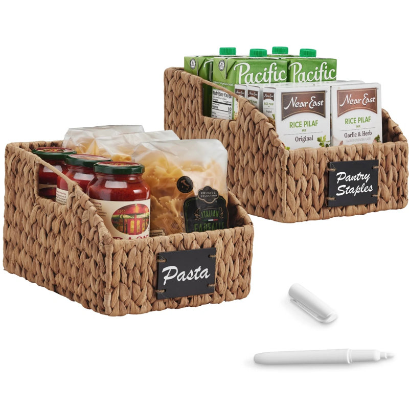 Angled Pantry Storage Baskets, Chestnut