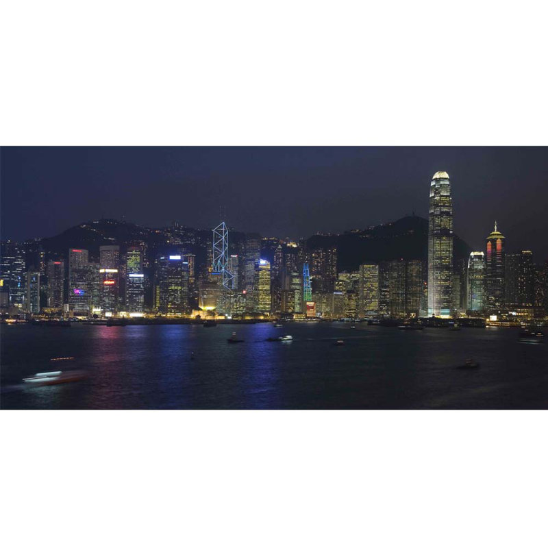 Adhésif décoratif scène de nuit de Hong-kong, H 34,5 po x l 72 po