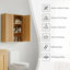 Armoire murale moderne à 2 portes avec lattes Modern, armoire à pharmacie flottante de 0,6 po d'épaisseur avec tablettes réglables, rangement au-dessus de la toilette pour salle de lavage, chêne naturel