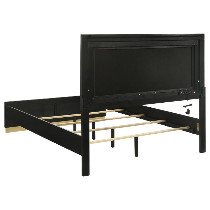 Freret 5-piece Eastern King Bedroom Set Black, Black, King, 5 Pcs: Bed, Nightstand, 2 Dressers, Mirror