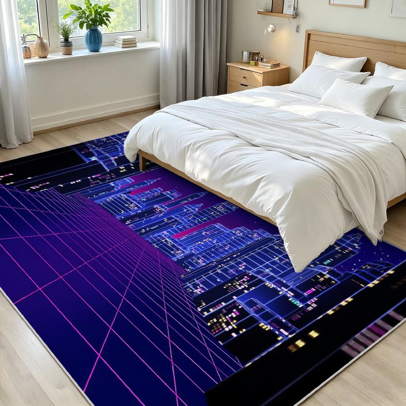Tapis d'intérieur rétro clair et lavable à la machine, Rectangle 71 po x 98 po