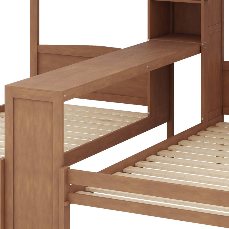 Lit superposé peu encombrant avec bureau d'étude intégré, tablettes de rangement et lampe de lecture pour la chambre à coucher