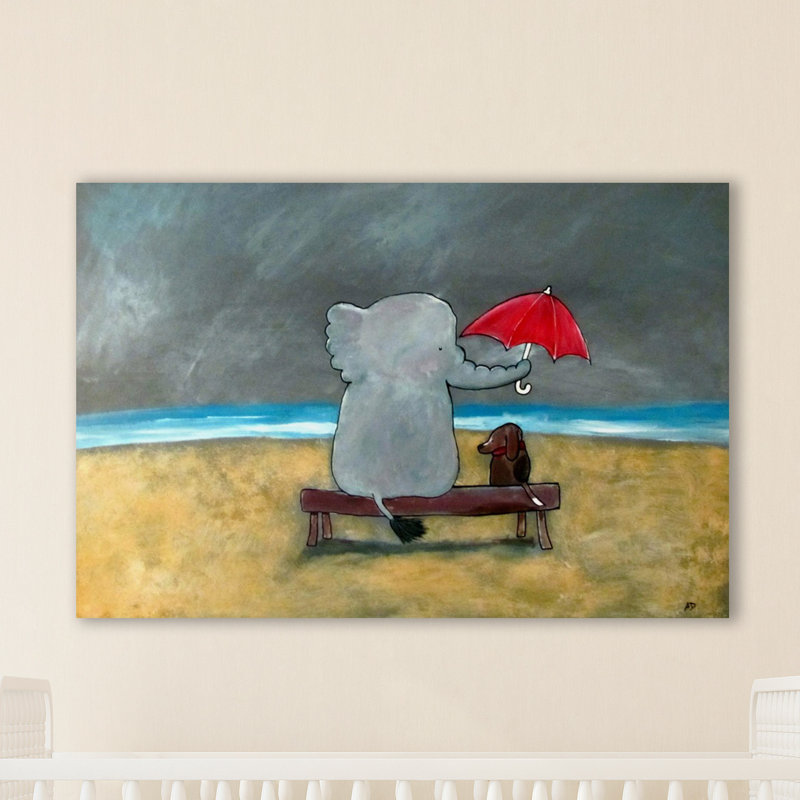 « éléphant parasol », art sur toile, 16 po x 24 po