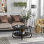 Table basse ronde ronde de style industriel avec pieds croisés pour le salon (espresso)-1161645711