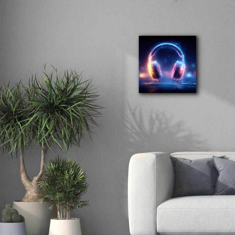  «Radiance Headphones» par Ann Klee, art mural sur toile, 18 po x 18 po, H 18 po x l 18 po