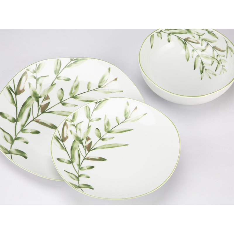 12pc Leaf Rustic Dinner Set