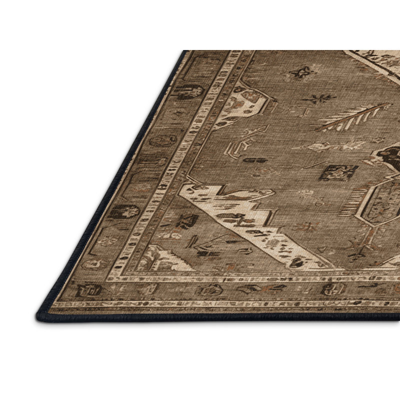 Tapis brun lavable à la machine, Rectangle 7 pi x 10 pi