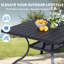 Table de salle à manger 4 places, table de patio avec plateau en bois-plastique, table d'extérieur avec trou de parasol réglable pour la véranda de jardin