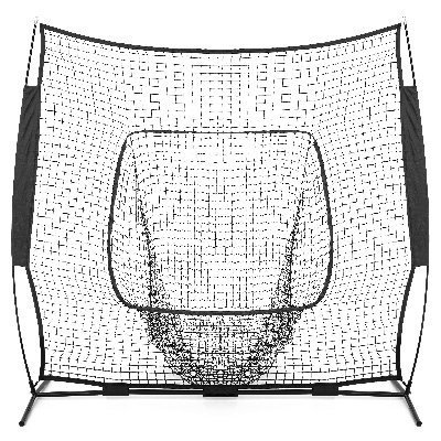 7ft x 7 ft PRO Baseball & Softballe Net with Adjustable Batting Tee, Ball Caddy, Weighted Baseballs for Practice Pitching, Batting & Fielding, Black