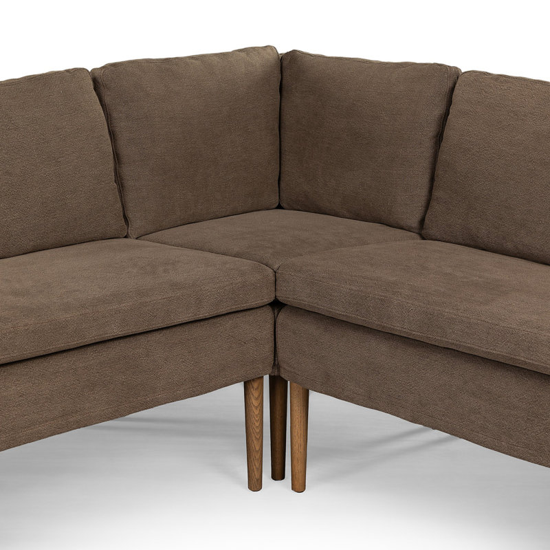 Aurelia Modular 3-Piece Slipcover Sectional, Broadway Coffee Linen, Right Hand Facing, 34.5" H x 99" W x 76" D
