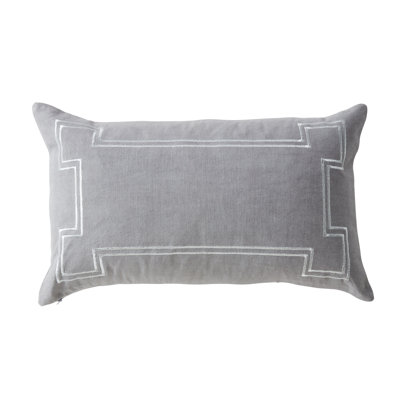 Aria Embroidered Feather Linen Reversible Throw Pillow