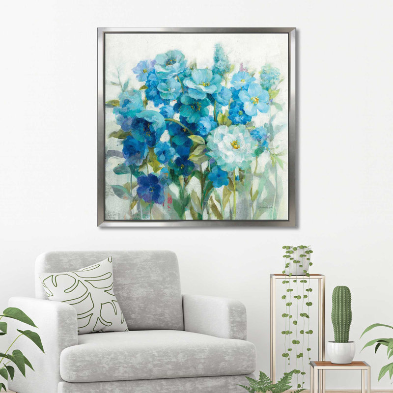 Summer Blues - Peinture, H 39,5 po x l 39,5 po x P 2 po, Cadre flottant argent