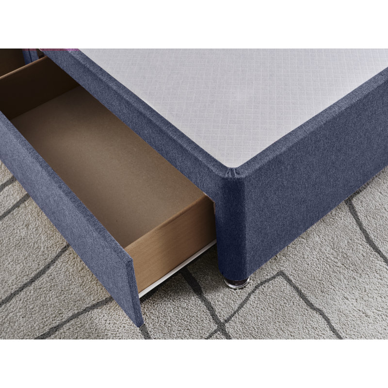 Wool Divan Bed Base, Single (3'), Sapphire, No Drawers
