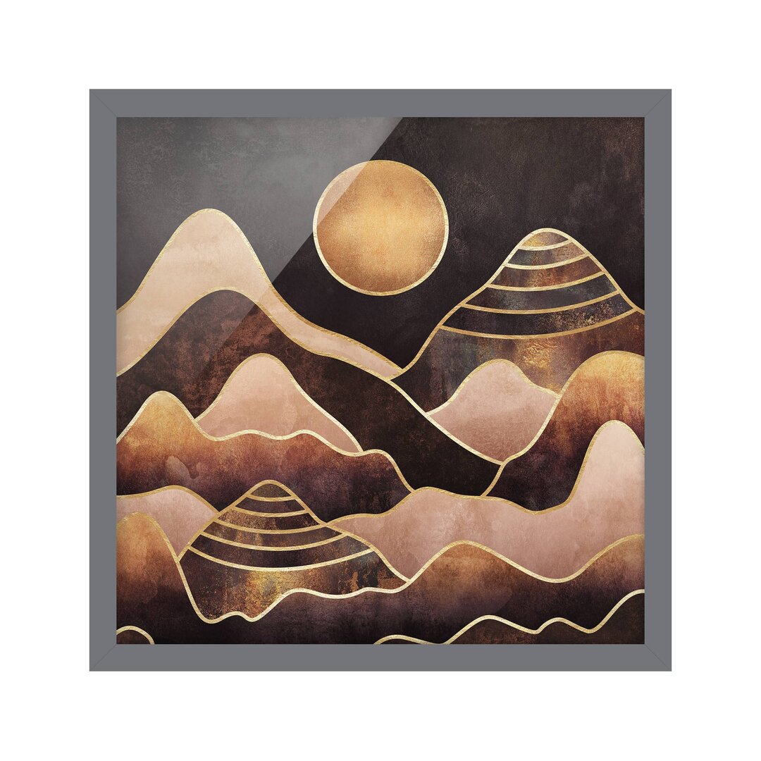 Gerahmtes Poster Golden Sun Abstract Mountains