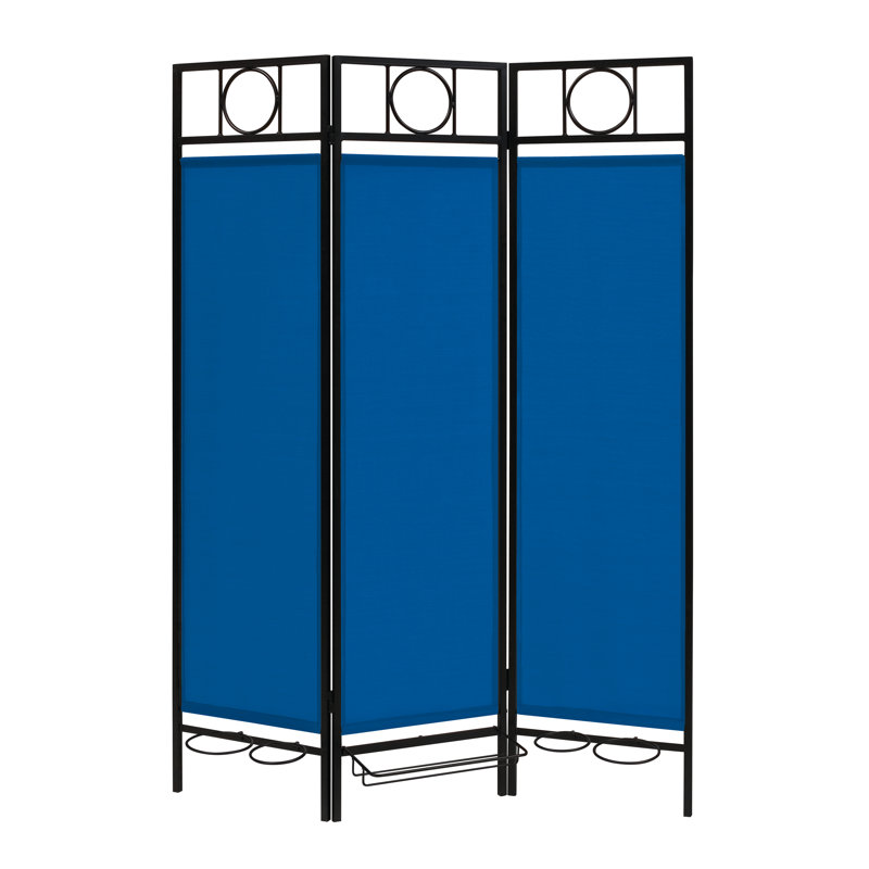 Contemporary Outdoor Privacy Screen, Black / Blue
