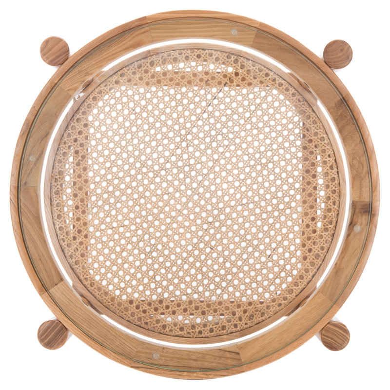 Karyna Glass Top End Table, Natural