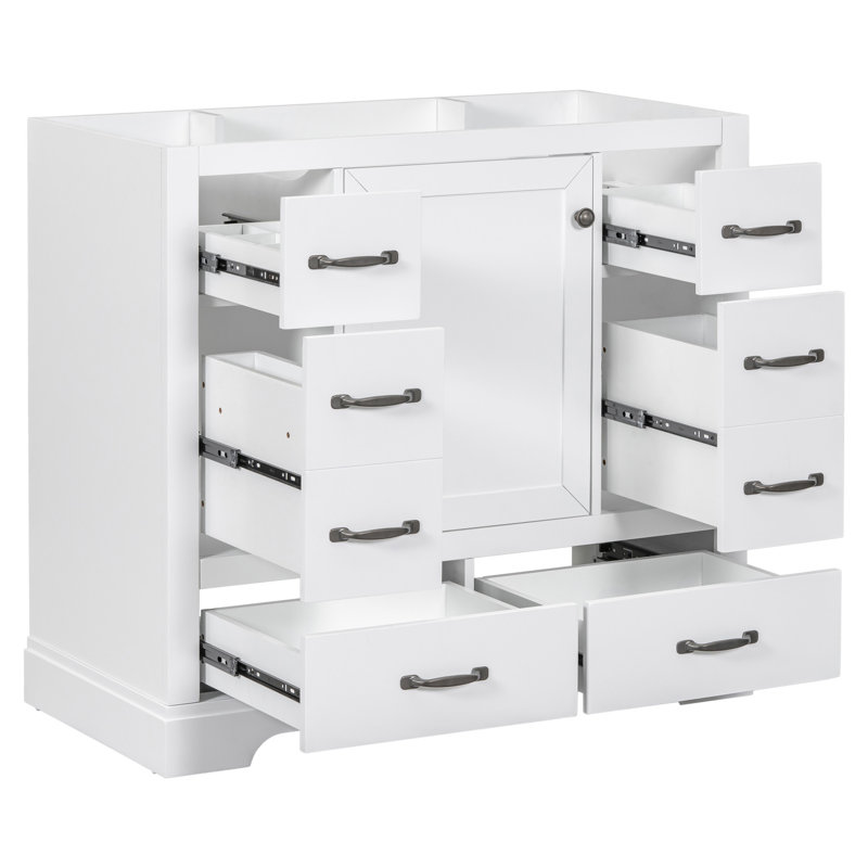 36" Bathroom Vanity Without Sink, Black, White