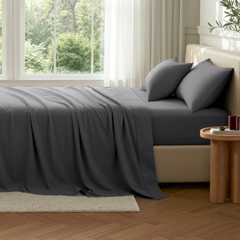Microfiber Flat Sheet, Twin/Twin XL Flat Sheet, Gray