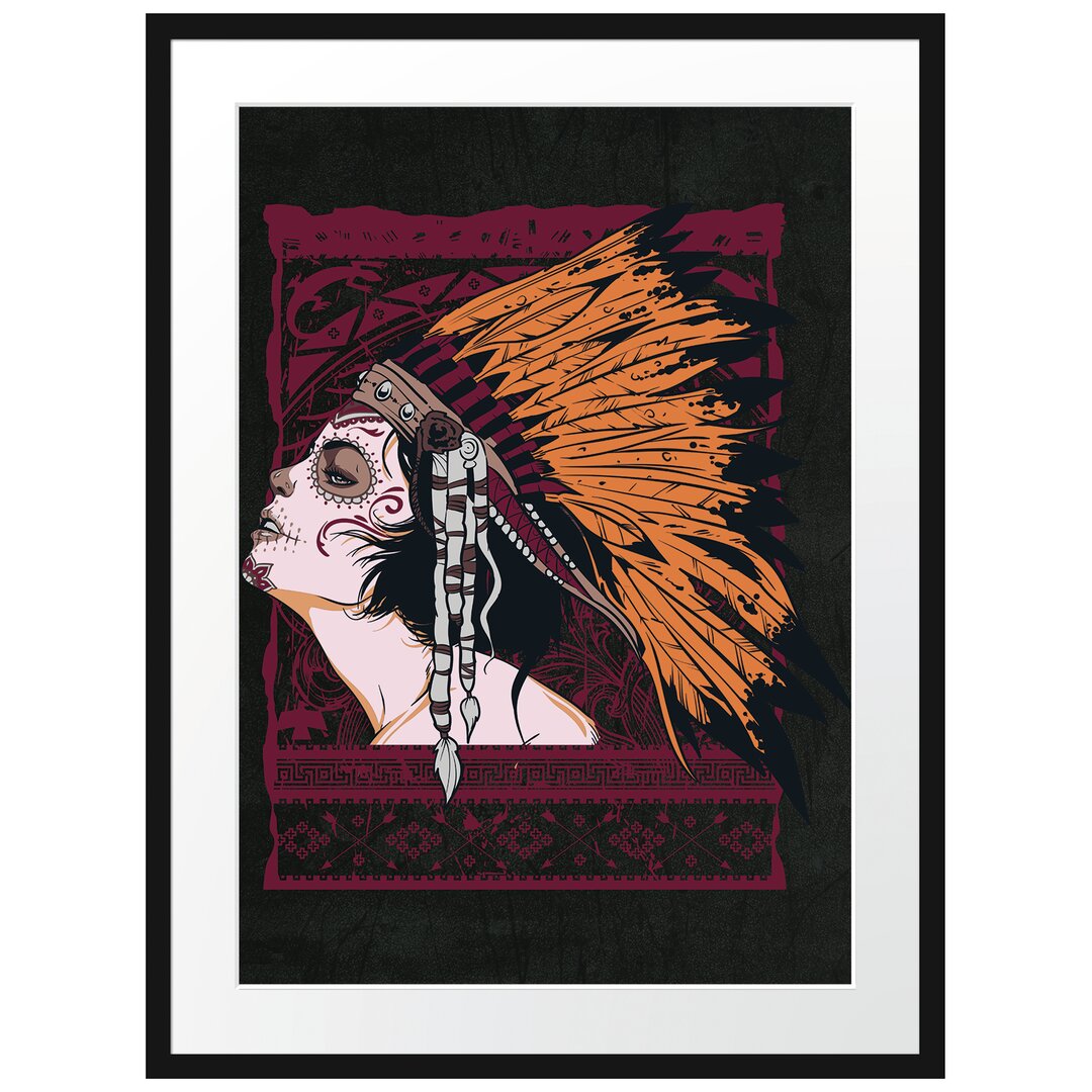 Gerahmtes Poster Indian Girl Black