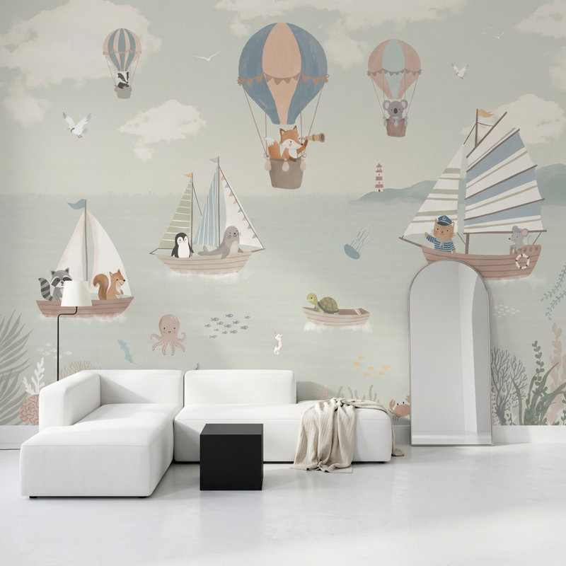Décoration murale amovible voilier Cloudy Sky, 120 po x 96 po, Texturé non collé