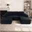 Canapé modulaire 105,7 po avec méridienne en forme de U, canapé modulaire moderne avec assise profonde, canapé rembourré pour chambre à coucher de salon, sans assemblage requis, (tissu velours côtelé), noir