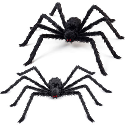 2PCS Giant Spiders Scary Spider Props Halloween Decorations for Indoor Outdoor Garden (59", 49")